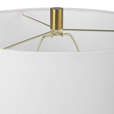 Glossy White and Gold-Tone Table Lamp