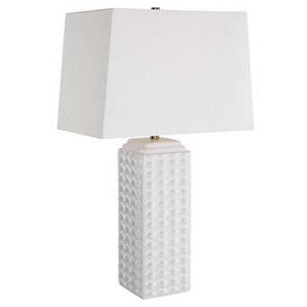 White Diamond-Textured Table Lamp