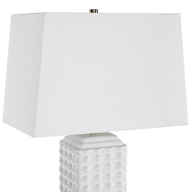 White Diamond-Textured Table Lamp