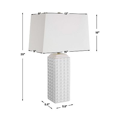 White Diamond-Textured Table Lamp