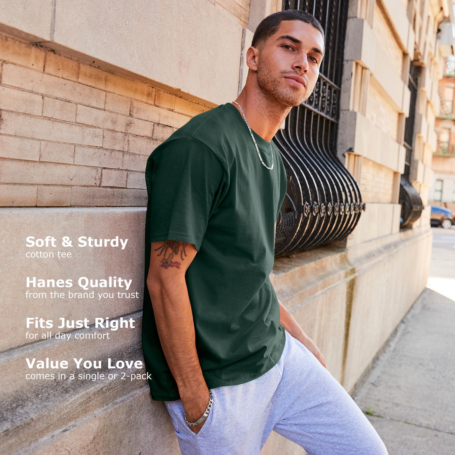 T-shirt Homme Hanes Beefy-T - Modèle à Poche - Neuf Avec étiquettes - Fabriqué USA/Importé