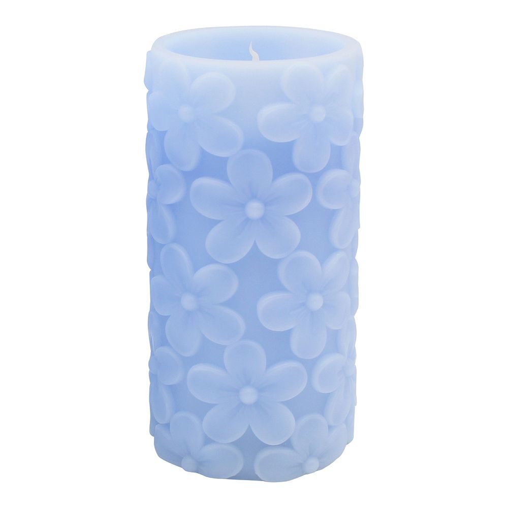 Celebrate Together™ Easter Small Embossed Floral Blue LED Pillar Candle