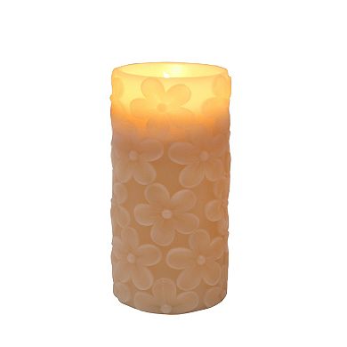 Celebrate Together Easter Small Embossed Floral Pink LED Pillar Candle