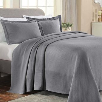 SUPERIOR Solitaire Cotton Medium Weight All-Season Matelasse Diamond Bedspread & Sham Set