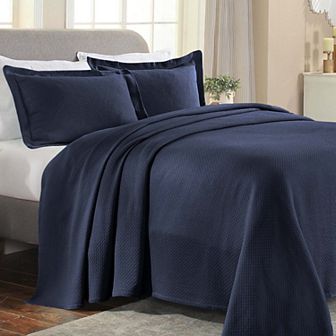 SUPERIOR Solitaire Cotton Medium Weight All-Season Matelasse Diamond Bedspread & Sham Set