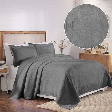 SUPERIOR Victory Cotton Medium Weight All-Season Matelasse Medallion Bedspread & Sham Set