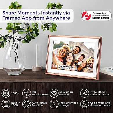 ELIME 10.1 inch WiFi Frameo Digital Picture Frame - Aluminum Frame - Unlimited Storage