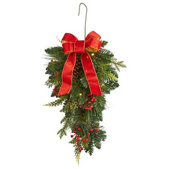 BrylaneHome 24 Pre-Lit Holiday Classic Tear Drop Swag