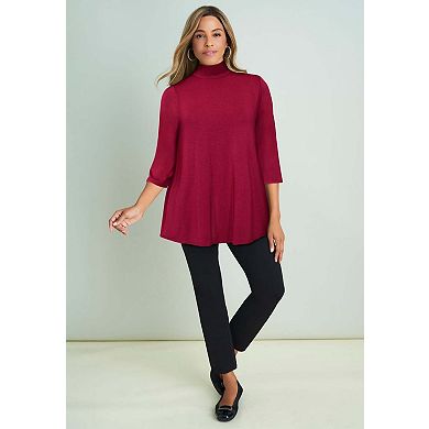 Jessica London Women's Plus Size Mockneck Swing Tunic