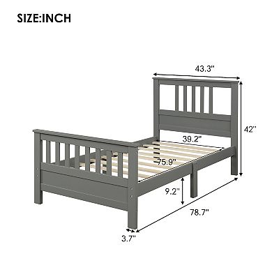 Merax Twin Size Wood Platform Bed with Headboard and Footboard