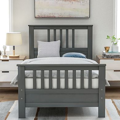 Merax Twin Size Wood Platform Bed with Headboard and Footboard