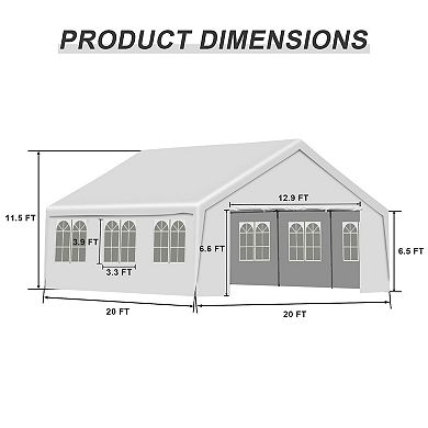 Aoodor Large Wedding Party Tent with Church Window Sidewalls, Column-less Space