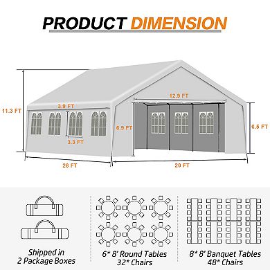 Aoodor 20'×26' Party & Wedding Tent Tent with Church Window Weather Resistance