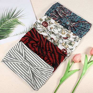 4pcs Bohemia Printed Wide-side Knotted Headwrap For Women