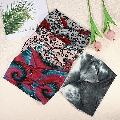 4pcs Fashion Bohemia Widening Knotted Headwrap for Women Purple Red Black Yellow Blue