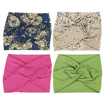 4 pc Fashion Bohemia Widening Knotted Headwrap For Women