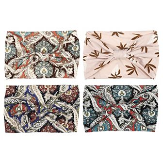 4 pc Bohemia Printed Wide-side Knotted Headwrap For Women