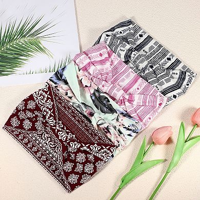 4pcs Bohemia Printed Wide-side Knotted Headwrap For Women
