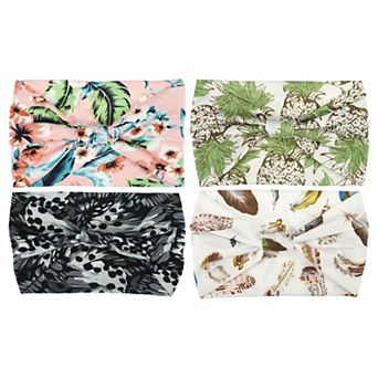 4 pc Bohemia Printed Wide-side Knotted Headwrap For Women