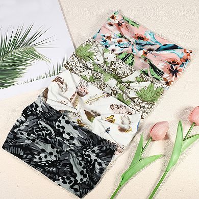 4pcs Bohemia Printed Wide-side Knotted Headwrap For Women
