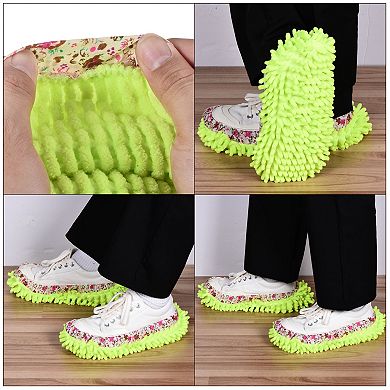 Washable Multifunction Chenille Duster Mop Slippers Cleaning Shoes Cover 2pcs