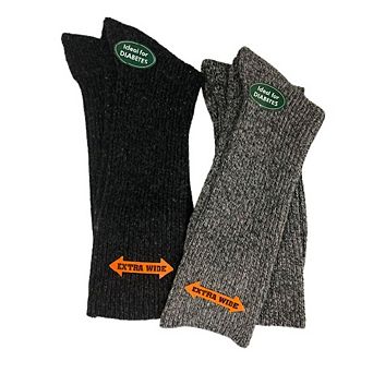 Regenerated Wool Outdoor Hiking Extra Wide Calf Men Socks - 2 Pack Socks