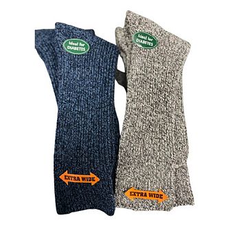 Regenerated Wool Outdoor Hiking Extra Wide Calf Men Socks - 2 Pack Socks