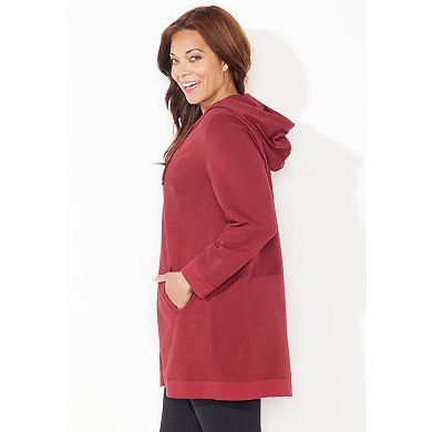 Catherines Women's Plus Size Cloud Knit French Terry Zip-Front Hoodie