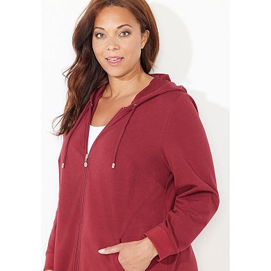 Catherines Women's Plus Size Cloud Knit French Terry Zip-Front Hoodie
