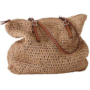 ellos Zip Top Straw Bag