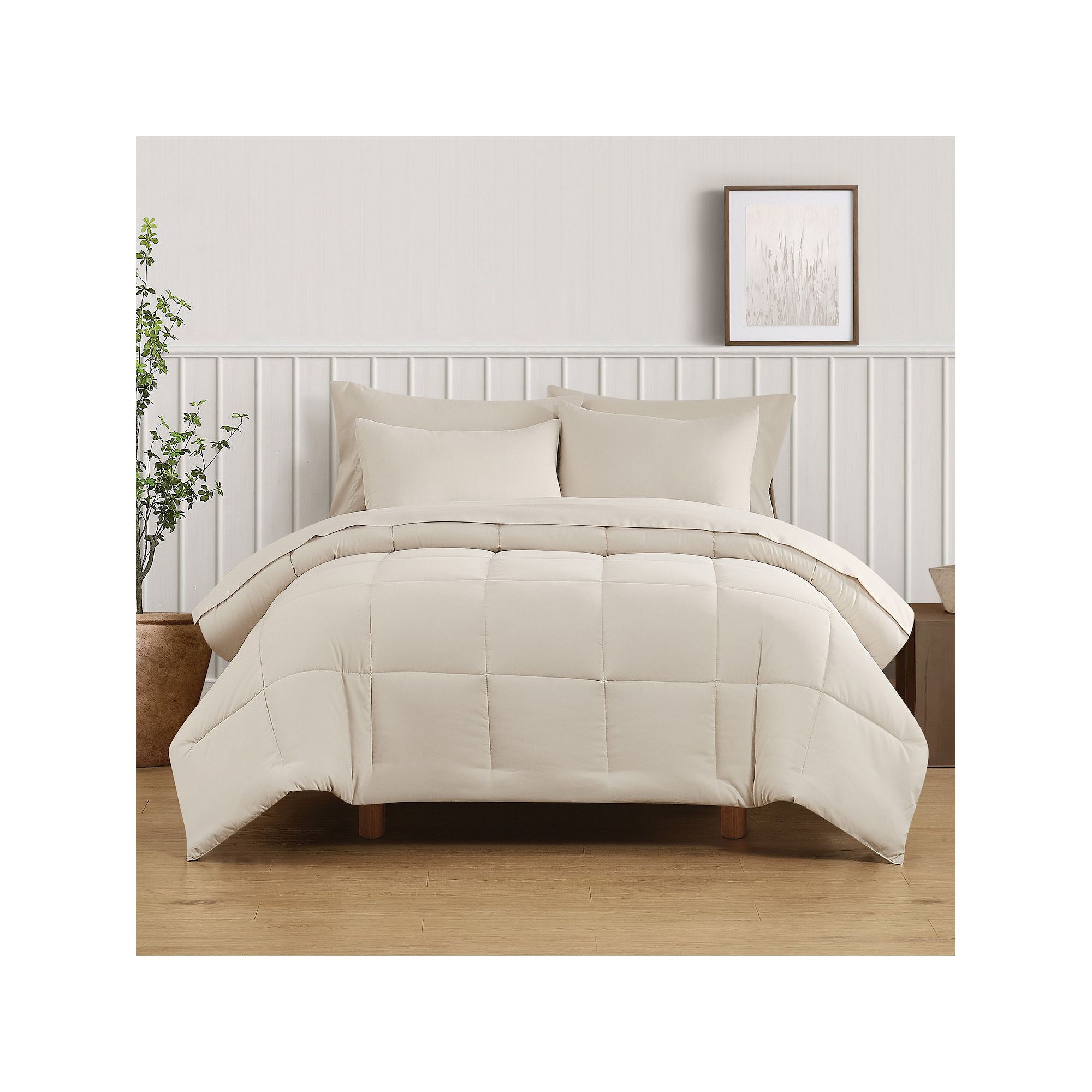Truly Soft Solid Comforter Set, Beige