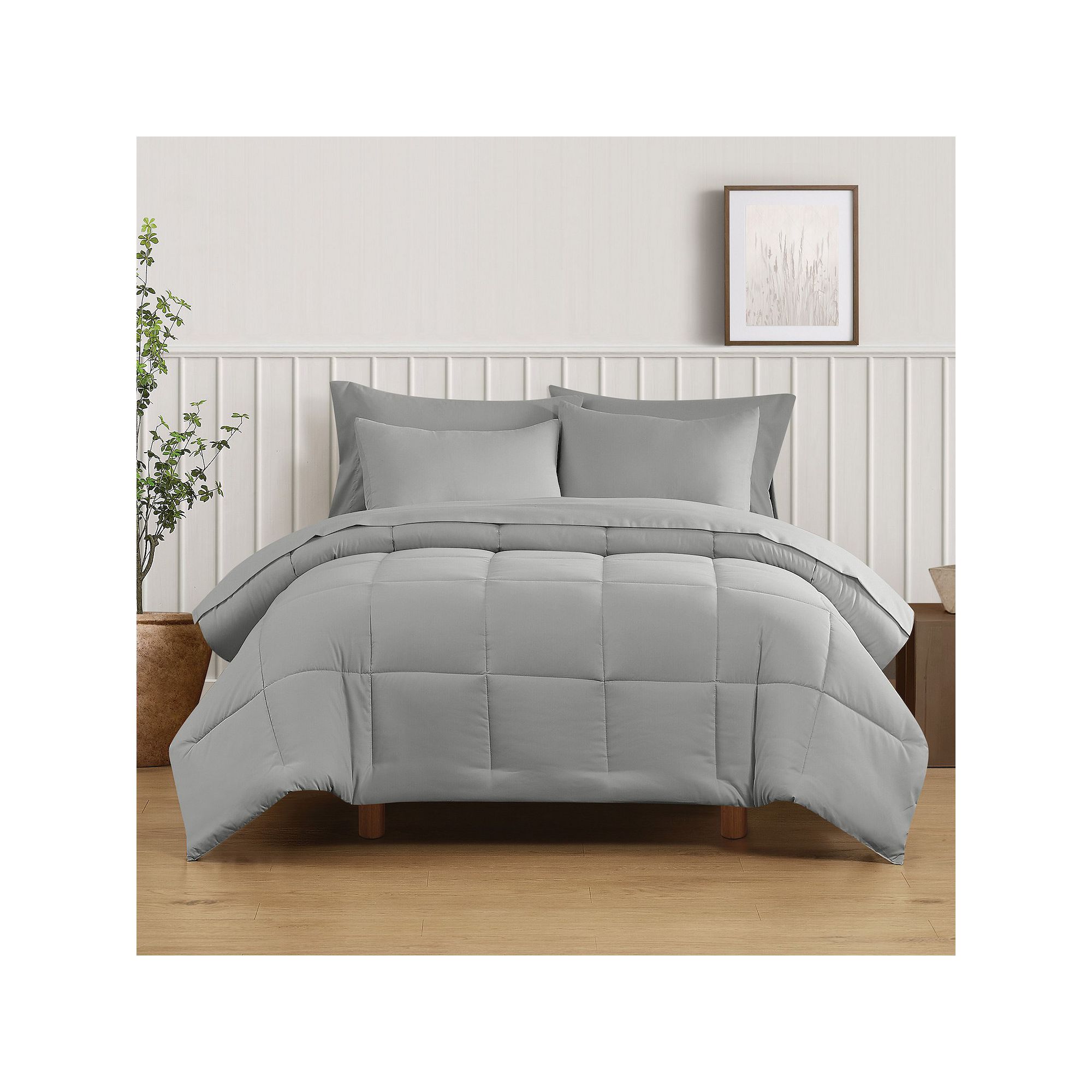 Truly Soft Solid Comforter Set, Gray
