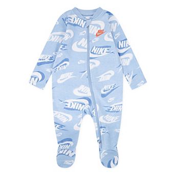 Newborn Baby Boys Nike Logo Print Footed Coverall