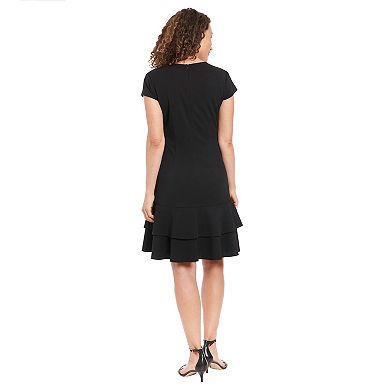 Women's London Times Asymmetrical Flounce Hem Dress
