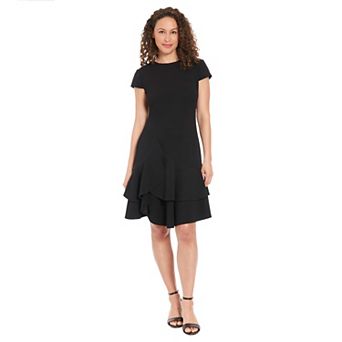 Women's London Times Asymmetrical Flounce Hem Dress
