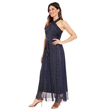 Women's London Times Mesh Wrap Halter Neck Maxi Dress