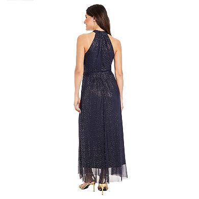 Women's London Times Mesh Wrap Halter Neck Maxi Dress