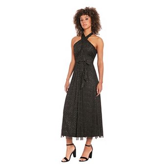 Women's London Times Mesh Wrap Halter Neck Maxi Dress