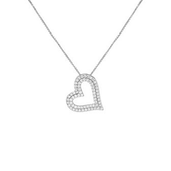 PRIMROSE Sterling Silver Cubic Zirconia Open Heart Pendant Necklace