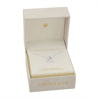PRIMROSE Sterling Silver Cubic Zirconia Open Heart Pendant Necklace