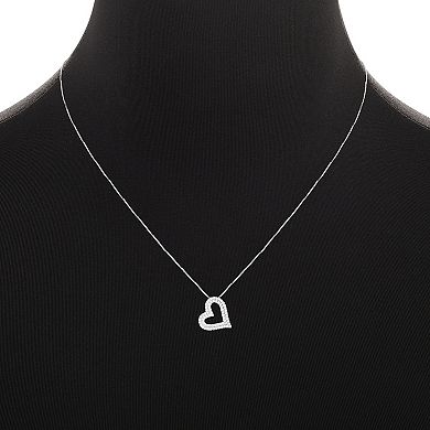 PRIMROSE Sterling Silver Cubic Zirconia Open Heart Pendant Necklace
