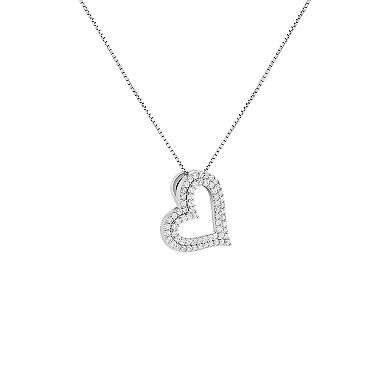PRIMROSE Sterling Silver Cubic Zirconia Open Heart Pendant Necklace