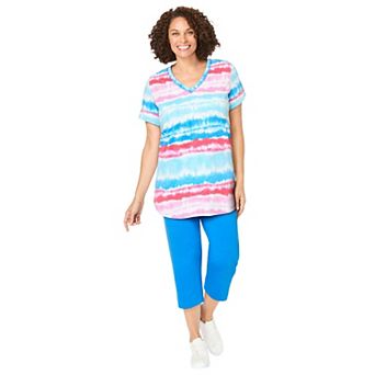 Woman Within Plus Size Two-Piece V-Neck Tunic & Capri Set