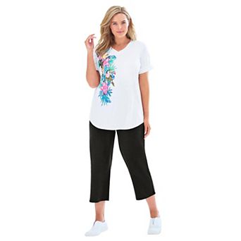 Woman Within Plus Size Two-Piece V-Neck Tunic & Capri Set