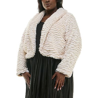 Plus Size Nina Leonard Faux Fur Bolero Jacket