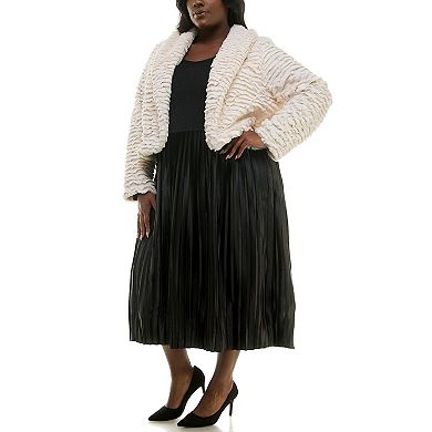 Plus Size Nina Leonard Faux Fur Bolero Jacket