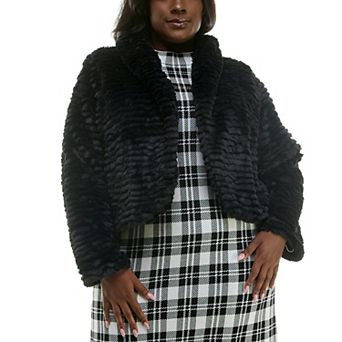 Plus Size Nina Leonard Faux Fur Bolero Jacket
