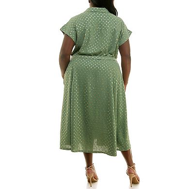 Plus Size Nina Leonard Button Front Shirt Dress