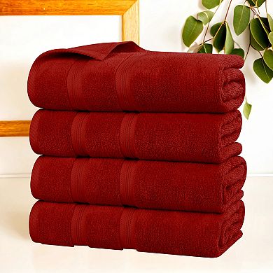 SUPERIOR 4 pc Smart Dry Zero Twist Cotton Bath Towel Set