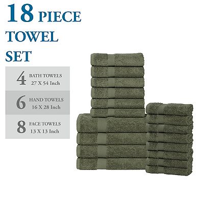 SUPERIOR Franklin Cotton Lightweight Quick-Drying 18-Piece Towel Set